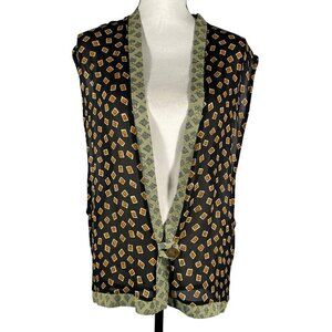 Vintage lagenlook mixed cottage print vest top oversized women’s S boho hippie